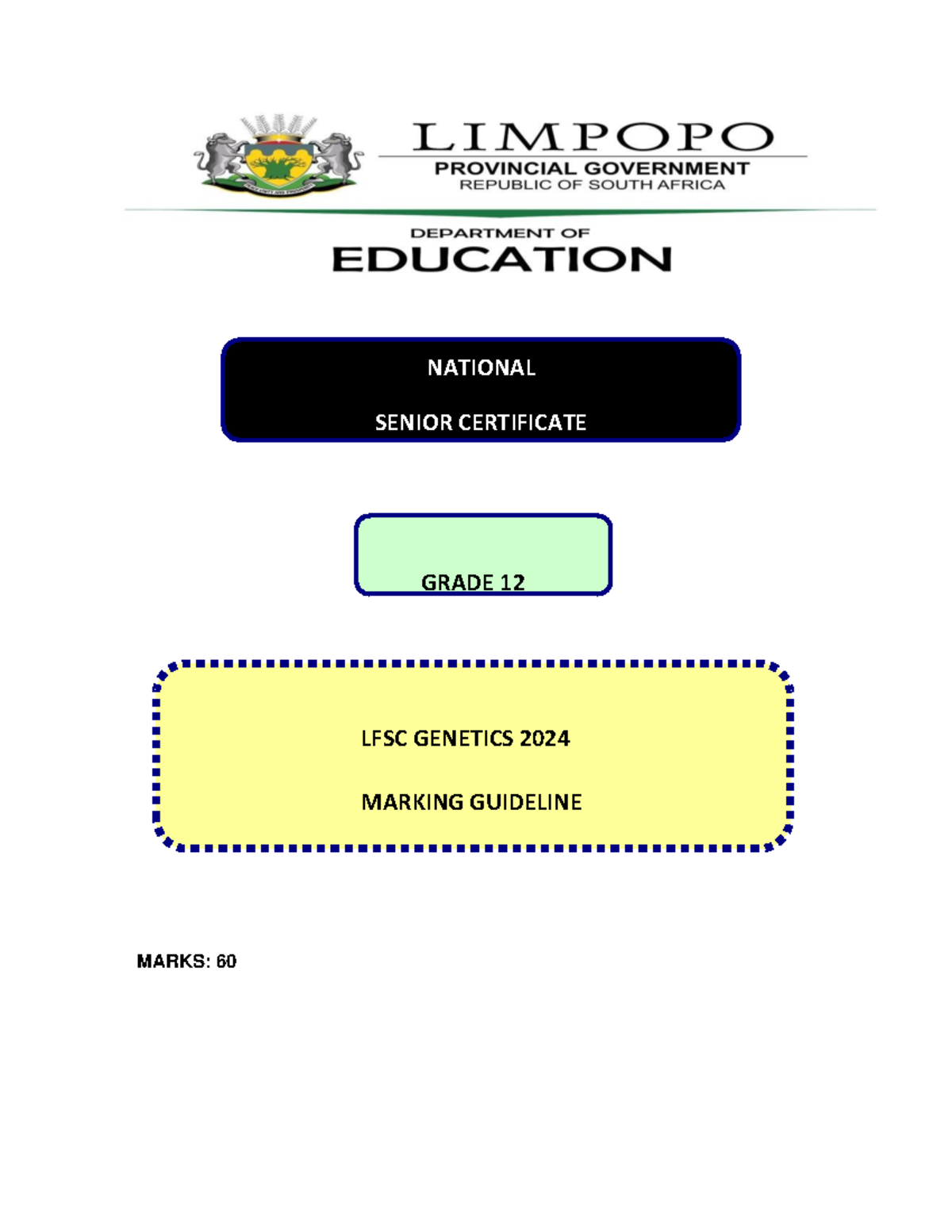 MEMO 2024 - MARKS: 60 NATIONAL SENIOR CERTIFICATE GRADE 12 LFSC ...