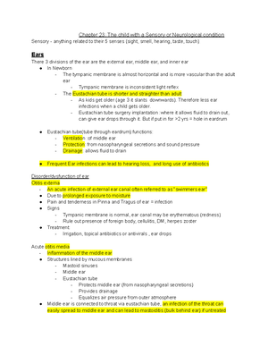345 Exam 1 Notes - 221 PEDIATRIC NURSING Health Care for Children ...
