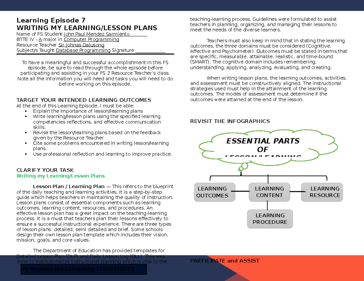 Learning Episode 7 - FS 2 - Learning Episode 7 WRITING MY LEARNING ...