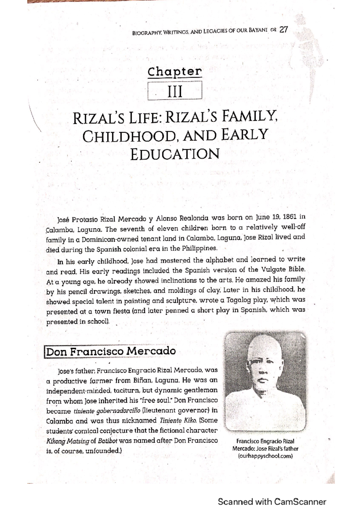 Rizal’S LIFE Rizal’S Family, Childhood, AND Early Education ...