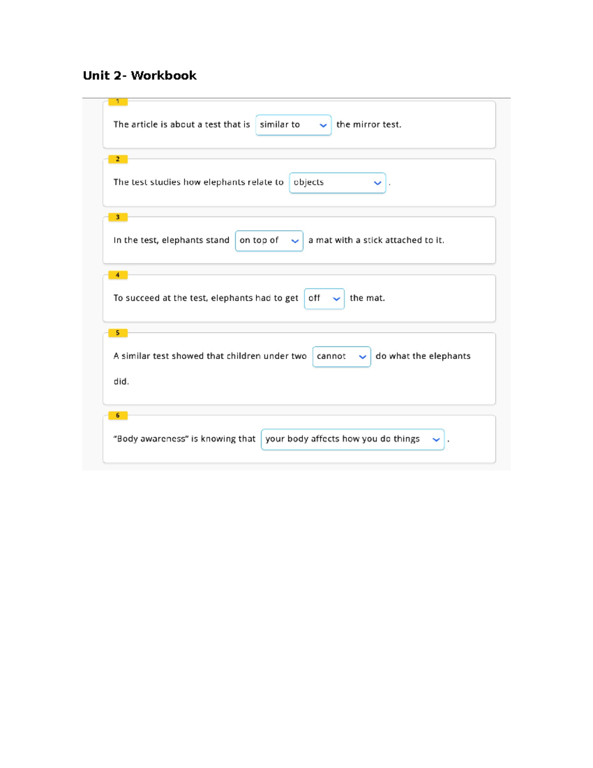 Unit 2 worbook - Practica de ingles - Unit Workbook 1 The article is ...