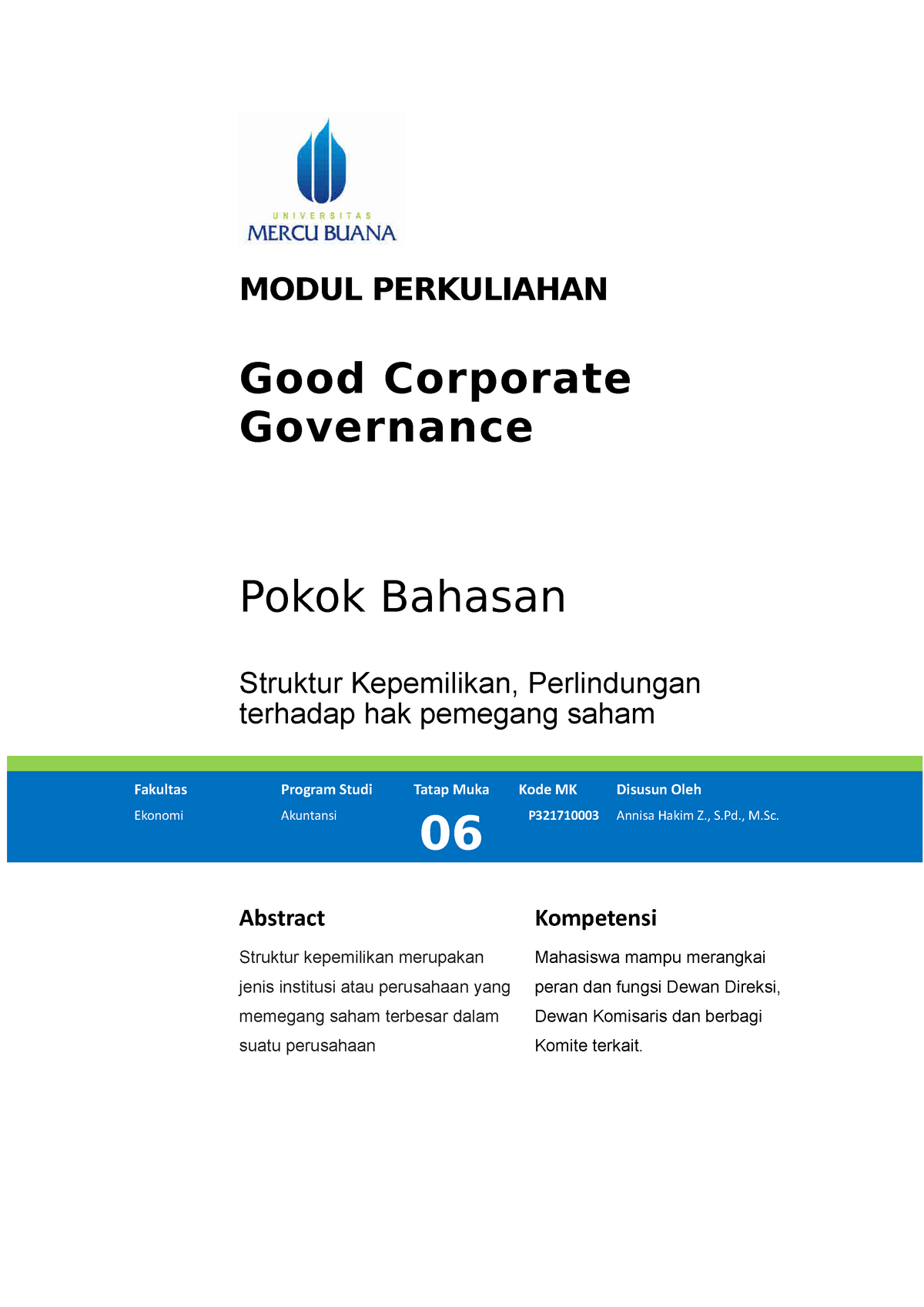 Modul Good Corporate Governance [TM6] - MODUL PERKULIAHAN Good ...