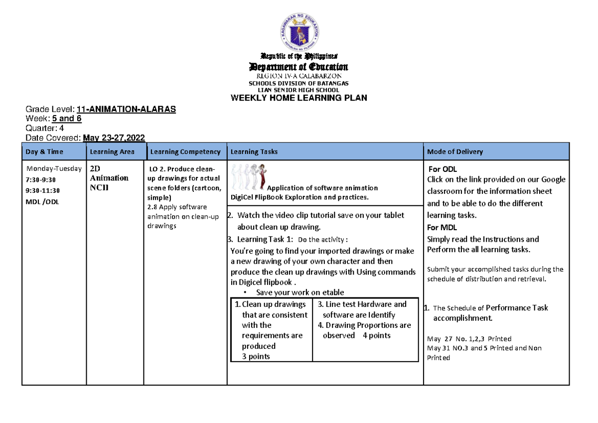 WHLP Animation Week 5 6 q2 May 23 20 2022 - Republic of the Philippines ...