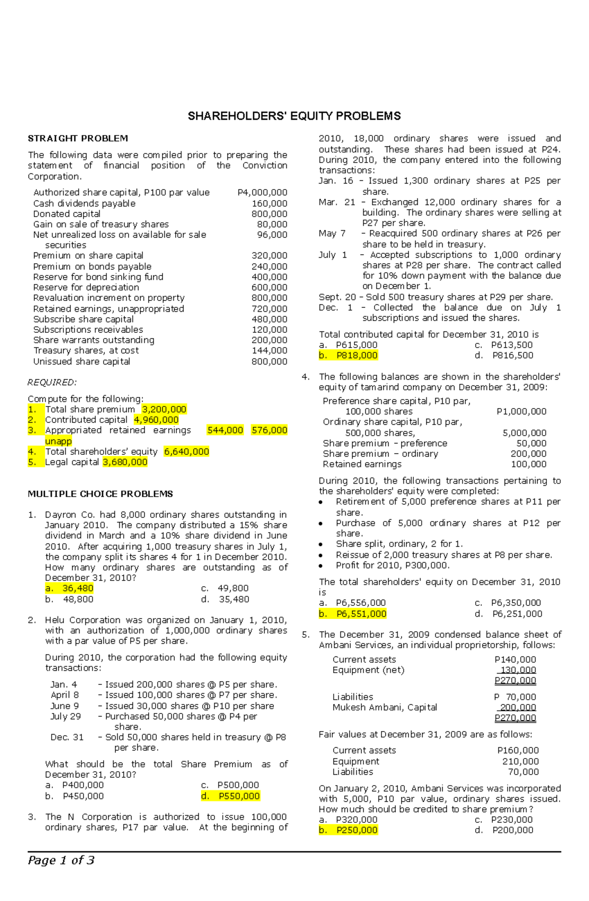 sample-practice-exam-17-february-spring-2018-questions-shareholders-equity-problems-straight