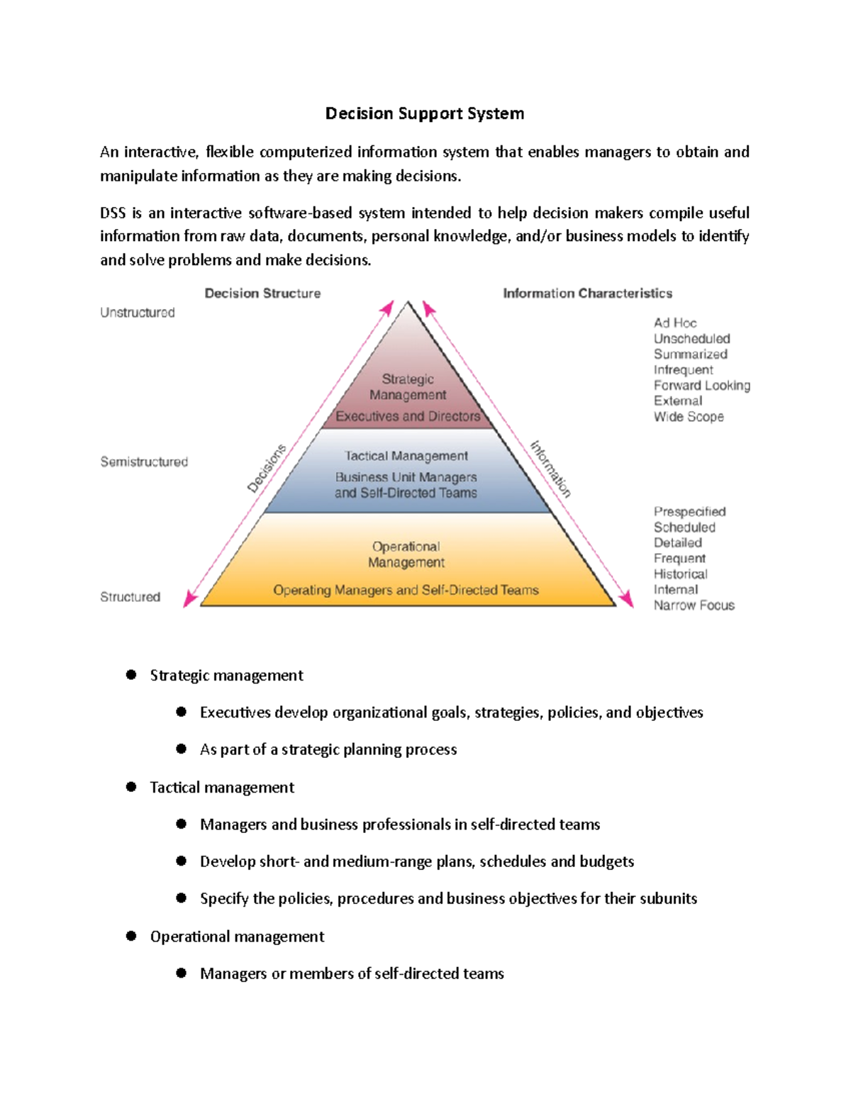 Decision Support System - DSS is an interactive software-based system ...