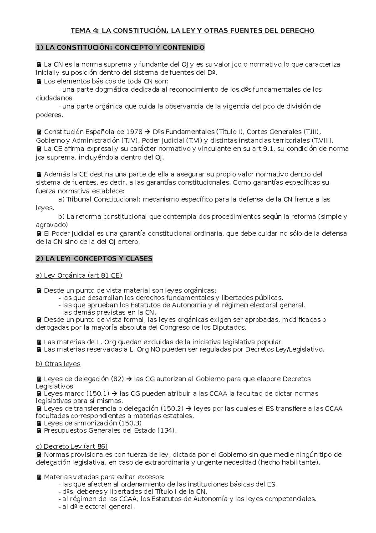 TEMA 4 AD - Resumen - TEMA 4: LA CONSTITUCIÓN, LA LEY Y OTRAS FUENTES ...