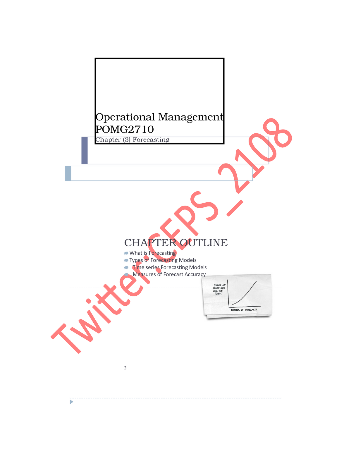 Ch3 - CH3 - Operational Management POMG2710 Chapter (3) Forecasting ...