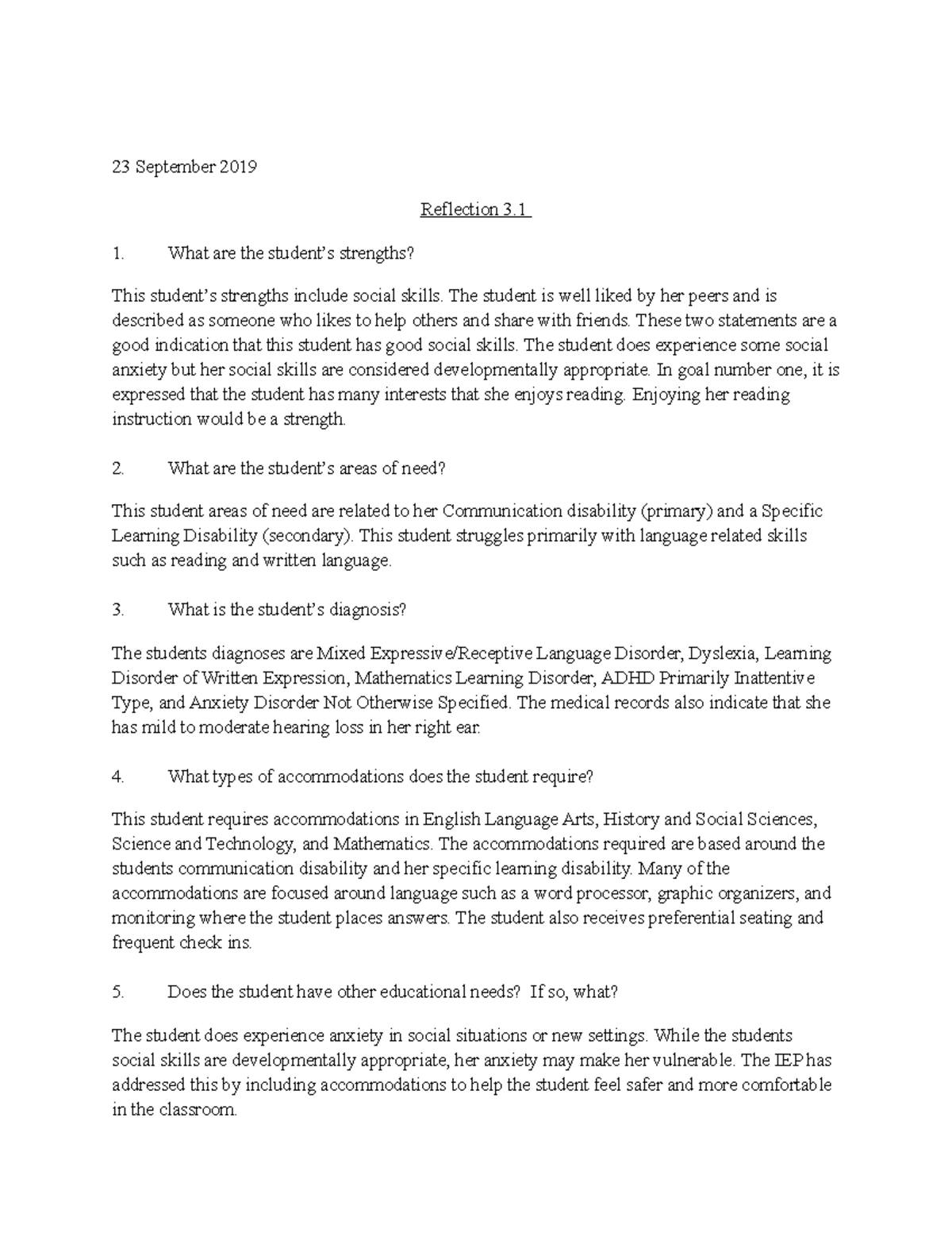 self reflection strengths and weaknesses essay as a student