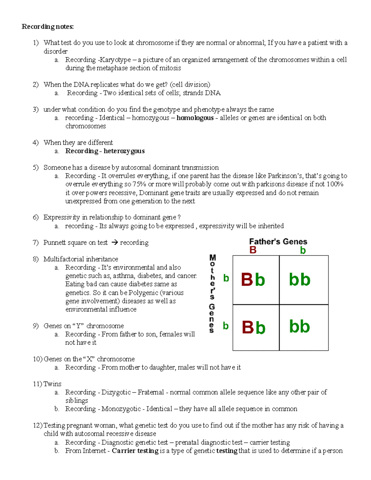 midterm Recording notes 1) What test do you use to look at