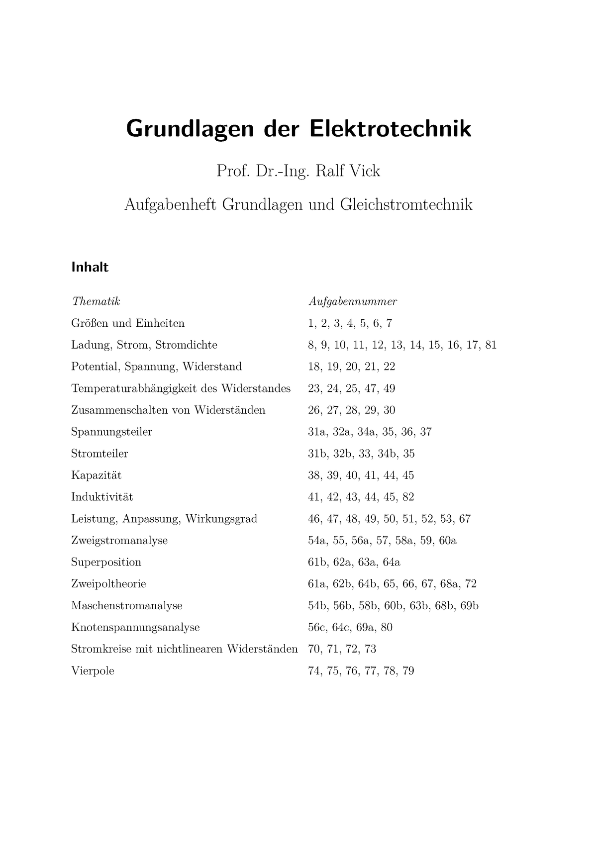 Übungs-Aufgaben - Winter - Grundlagen Der Elektrotechnik Prof. Dr.-Ing ...