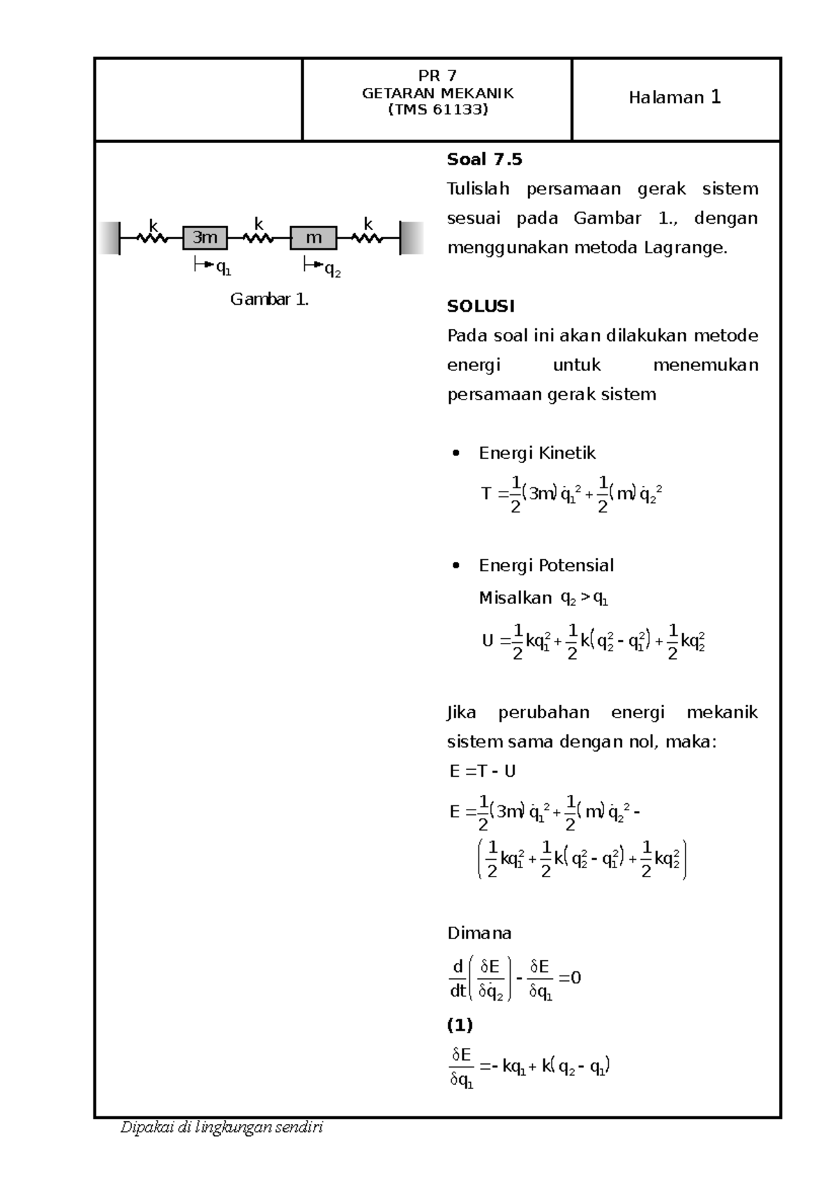 2022 61133 PR7.5 SOAL 7.25 Theory Of Vibration With Application ...