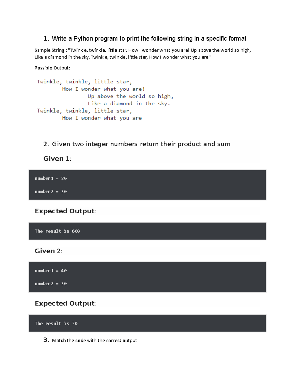 Activity 2 - 1. Write a Python program to print the following string in ...
