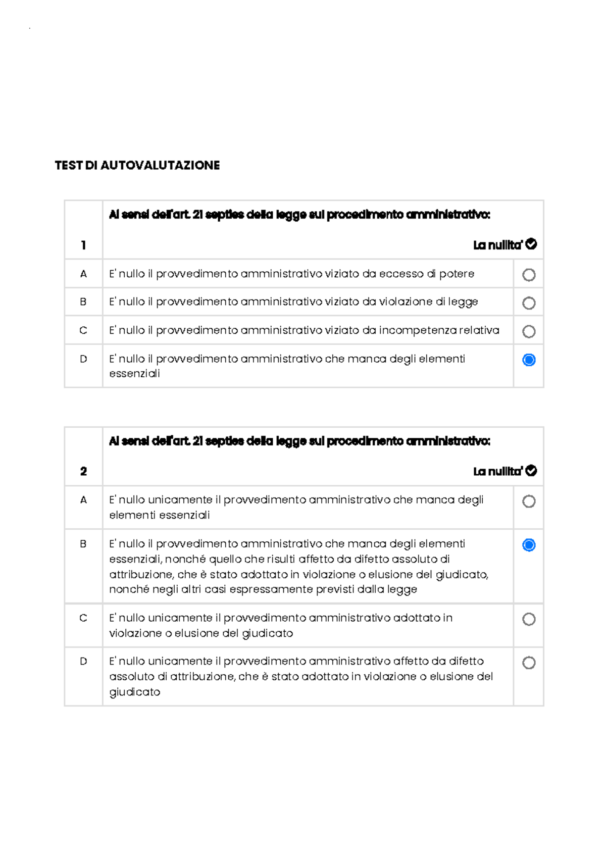 Diritto Amministrativo - Test Di Autovalutazione - TEST DI ...