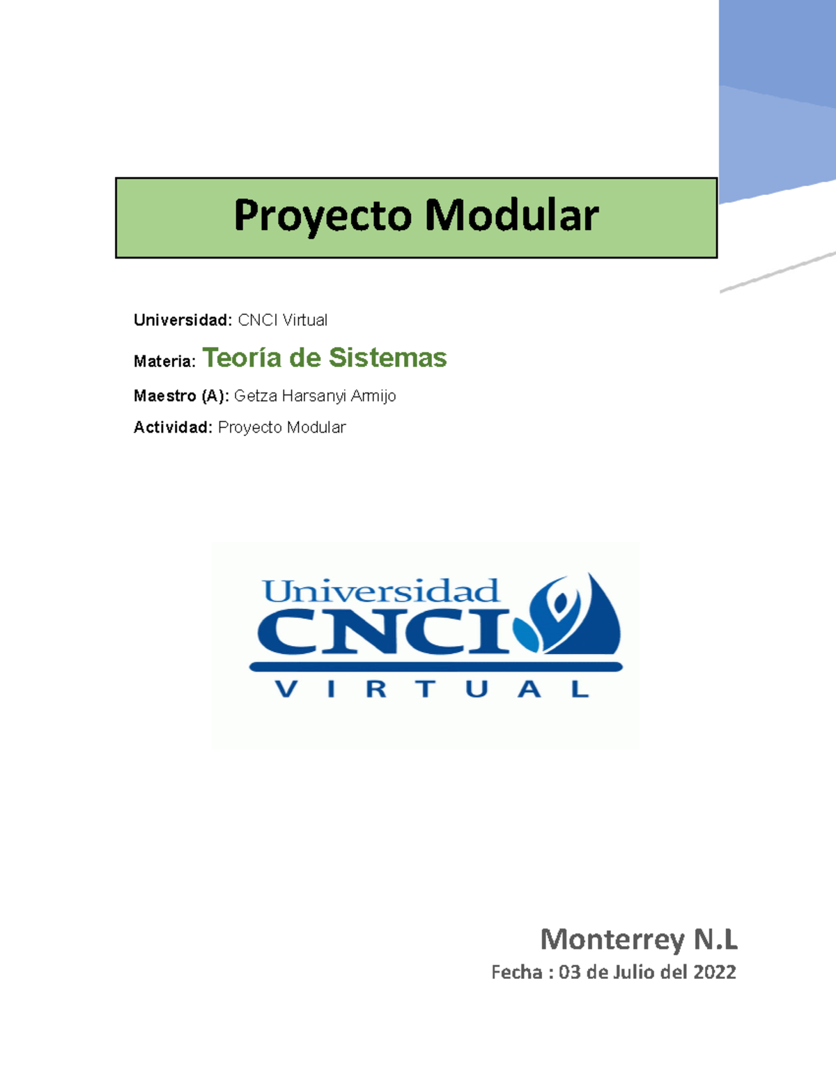 Sistemas Proyecto Modular Universidad Cnci Virtual Materia