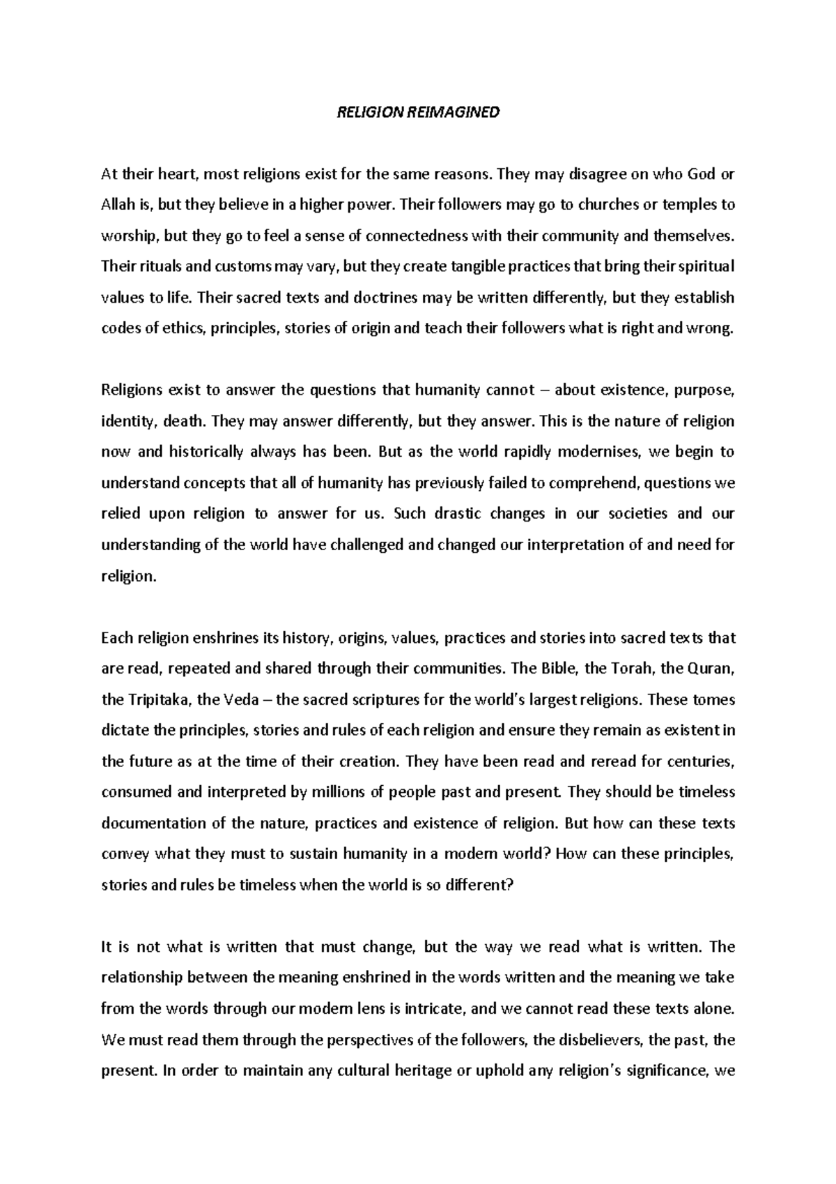 AT - Discursive Exemplar On George Orwell's (Module C) - RELIGION ...