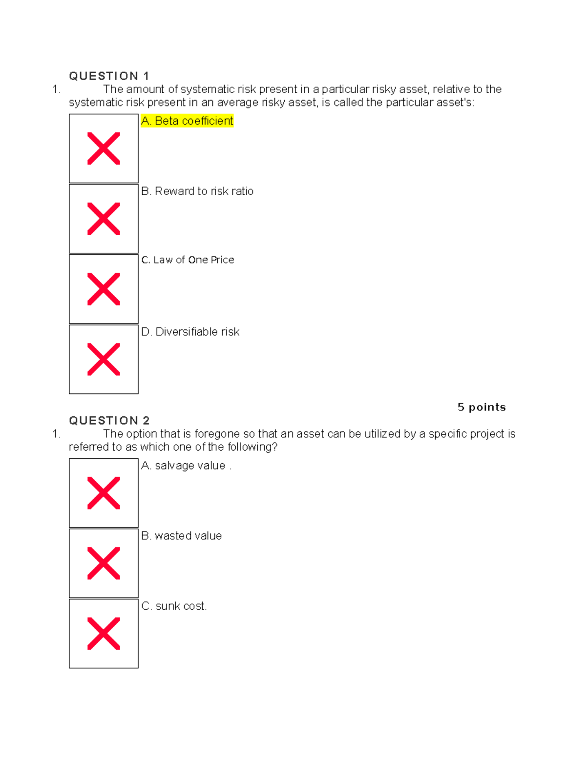 Pretest - NARHBR - QUESTION 1 systematic risk present in an average ...