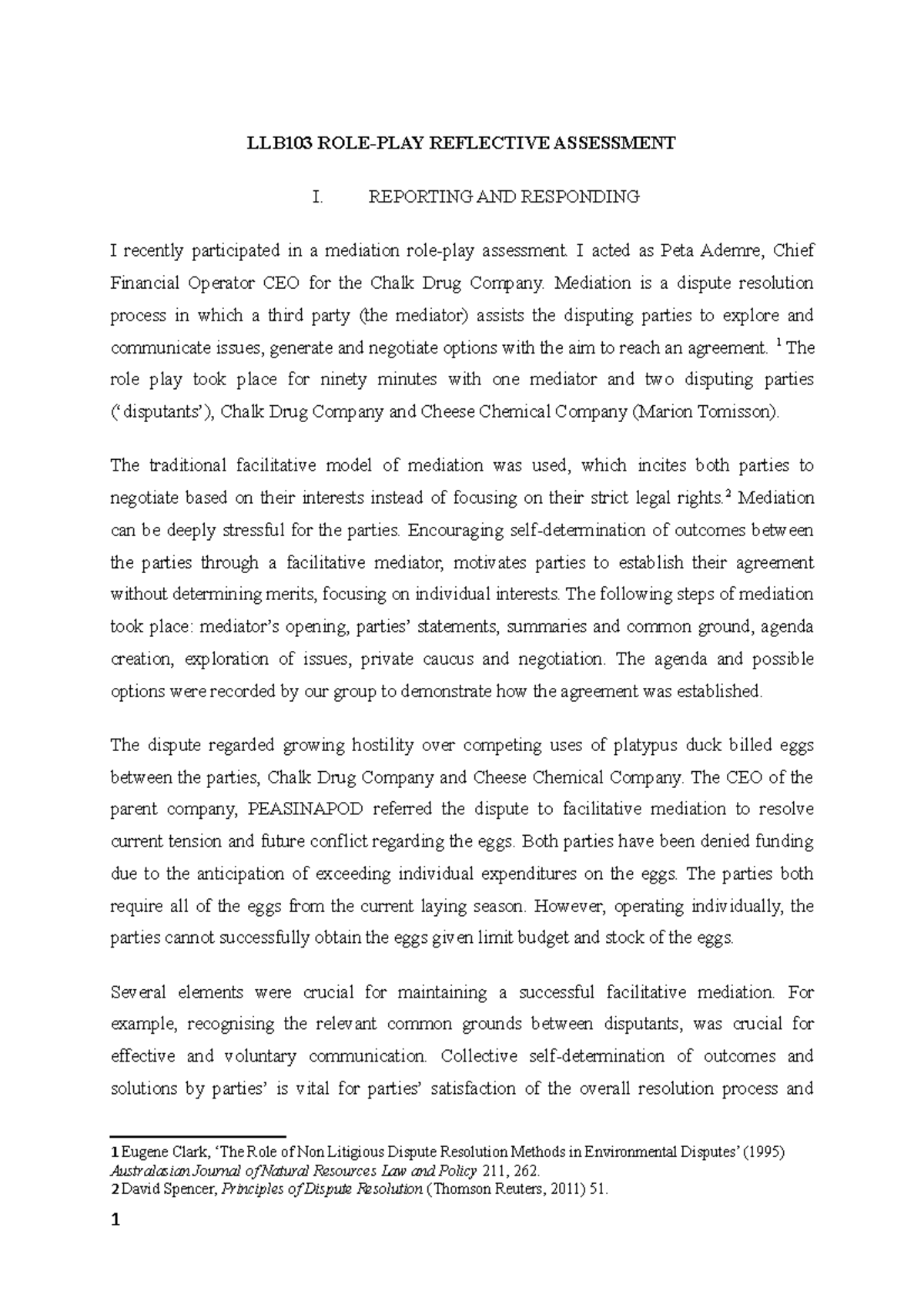 Backup of 1 LLB103 - Notes - LLB103 ROLE-PLAY REFLECTIVE ASSESSMENT I ...