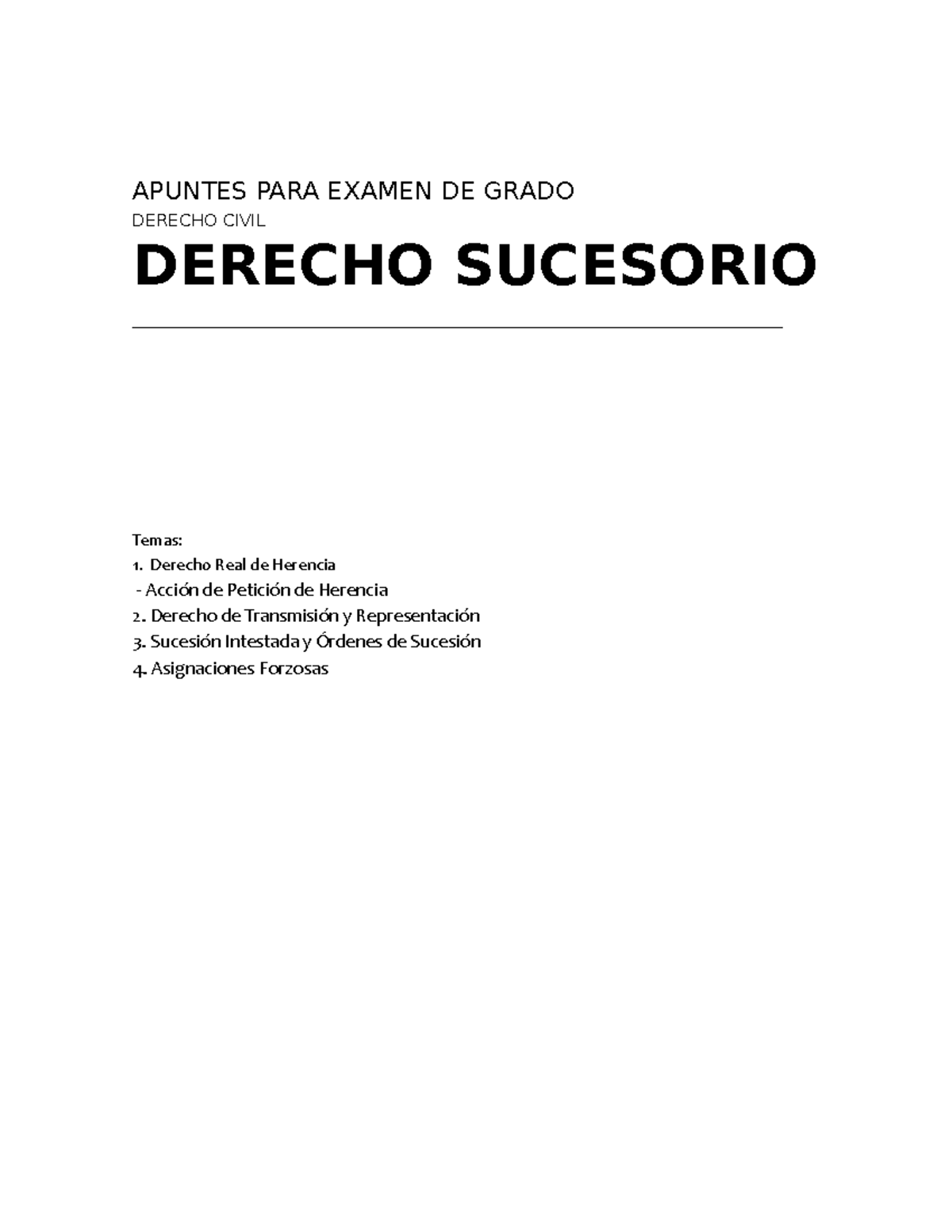 Apunte Derecho Sucesorio Para Examen De Grado - APUNTES PARA EXAMEN DE ...