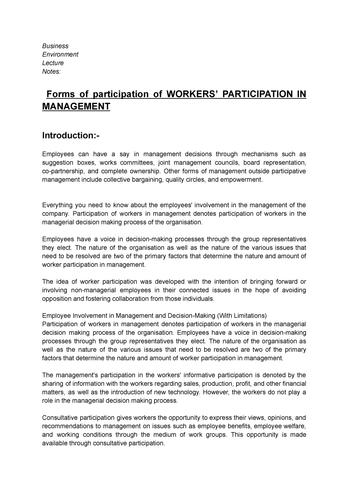 forms-of-participation-of-workers-participation-in-management