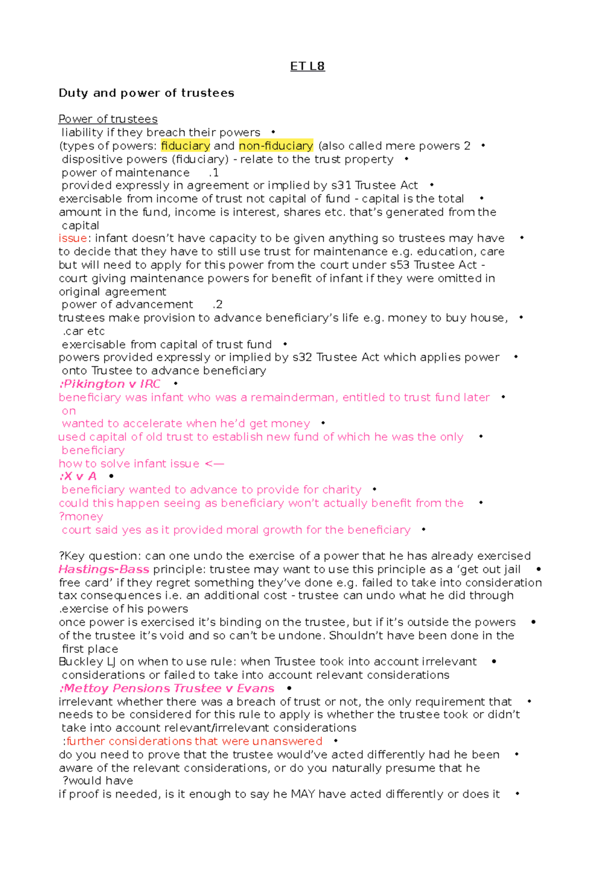 ET L8 - Duties and powers of trustees - ET L Duty and power of trustees ...