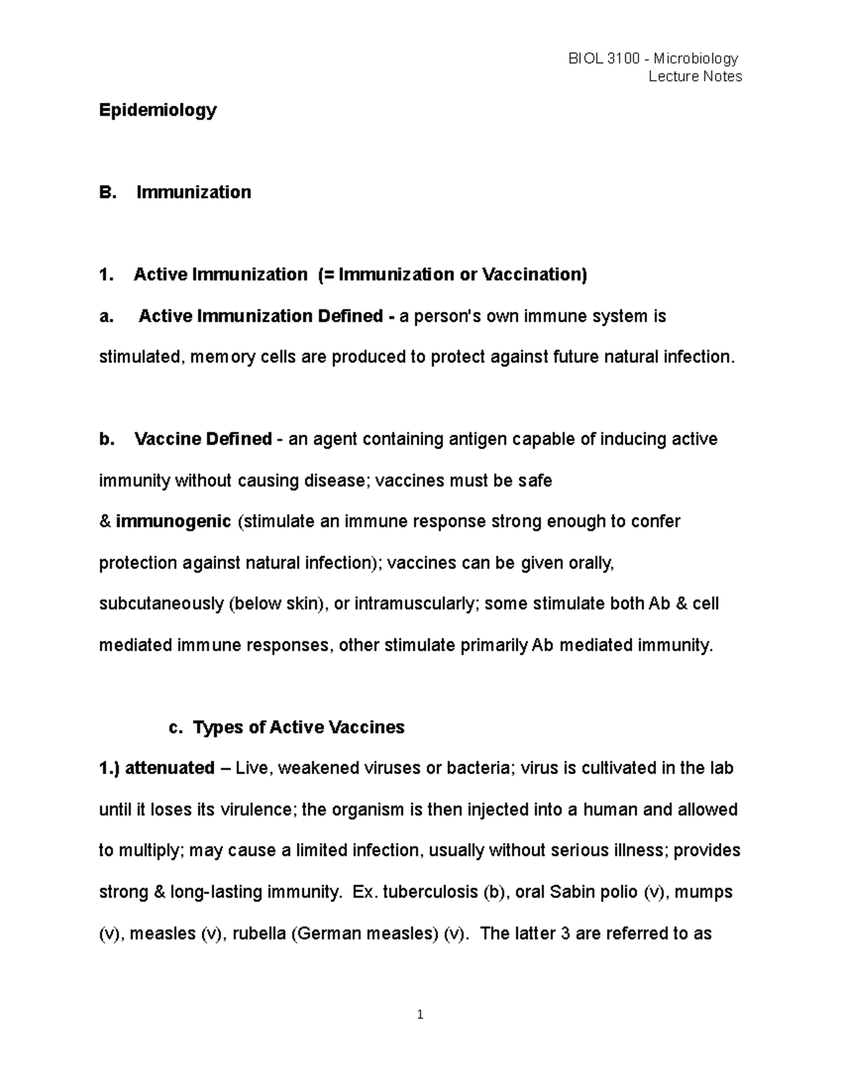 2021 Microbiology Lecture Notes BIOL 3100 Introductory Chemistry ...