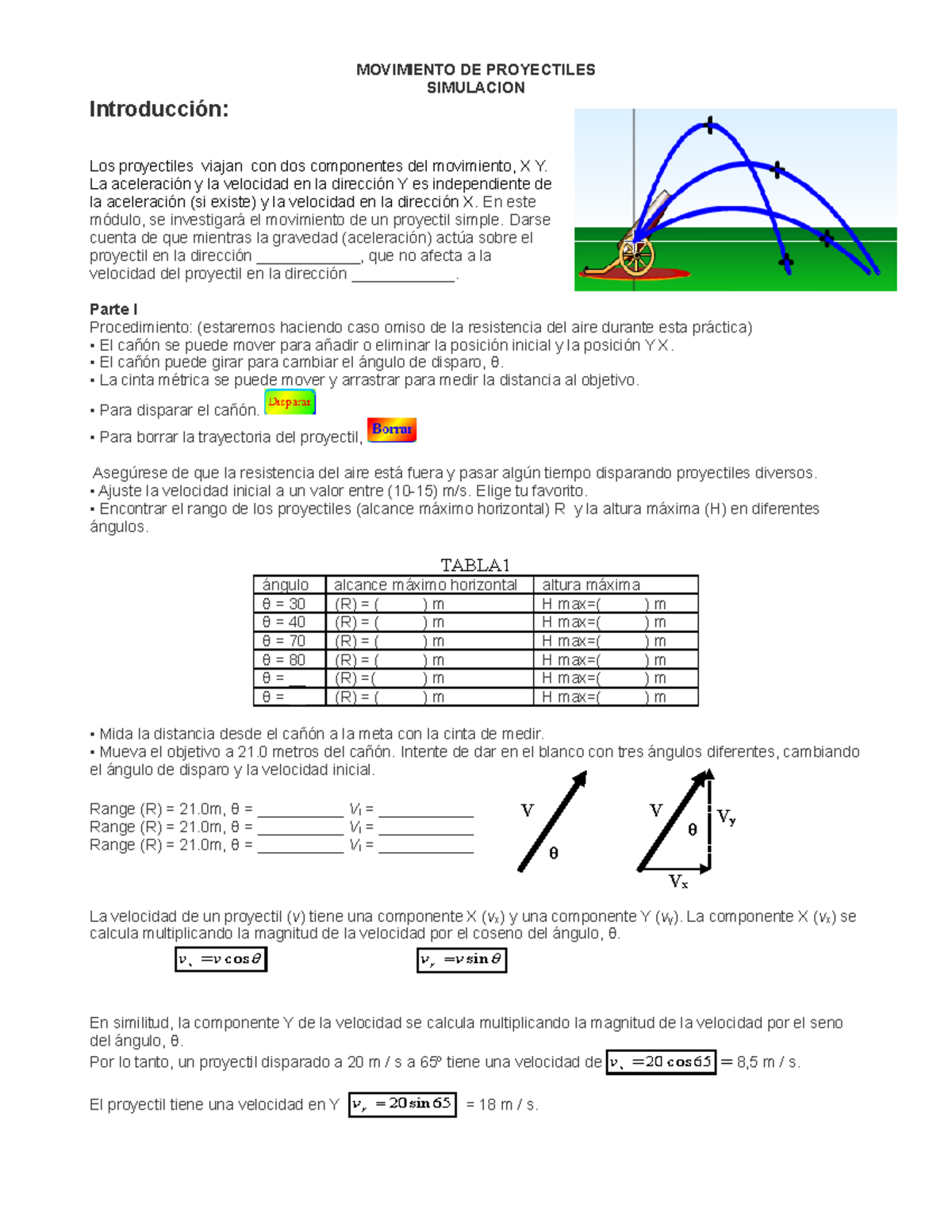 Movimiento DE Proyectiles Simulacion 2 - MOVIMIENTO DE PROYECTILES ...