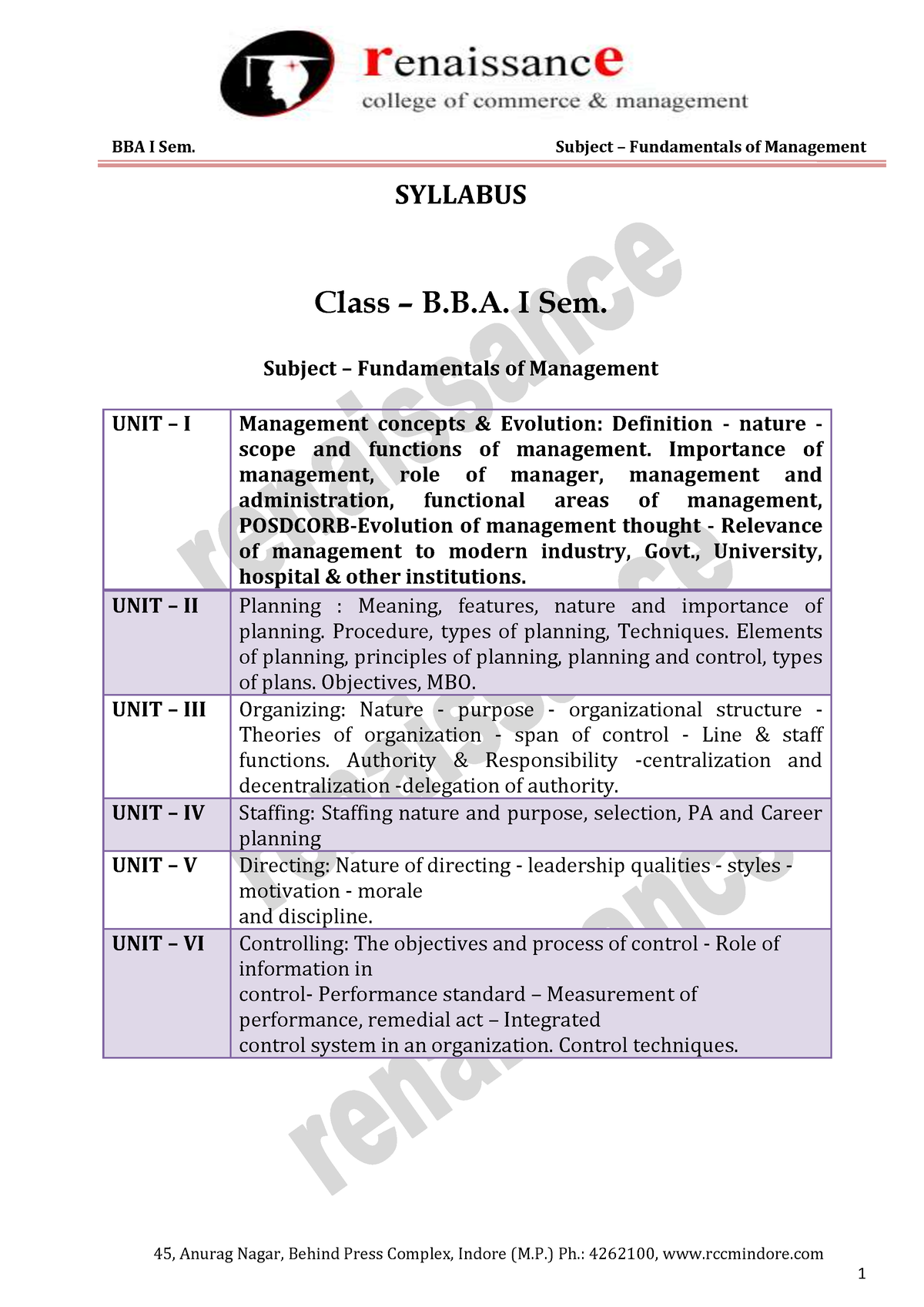 Fundamentals-of-Management - BBA I Sem. Subject – Fundamentals Of ...