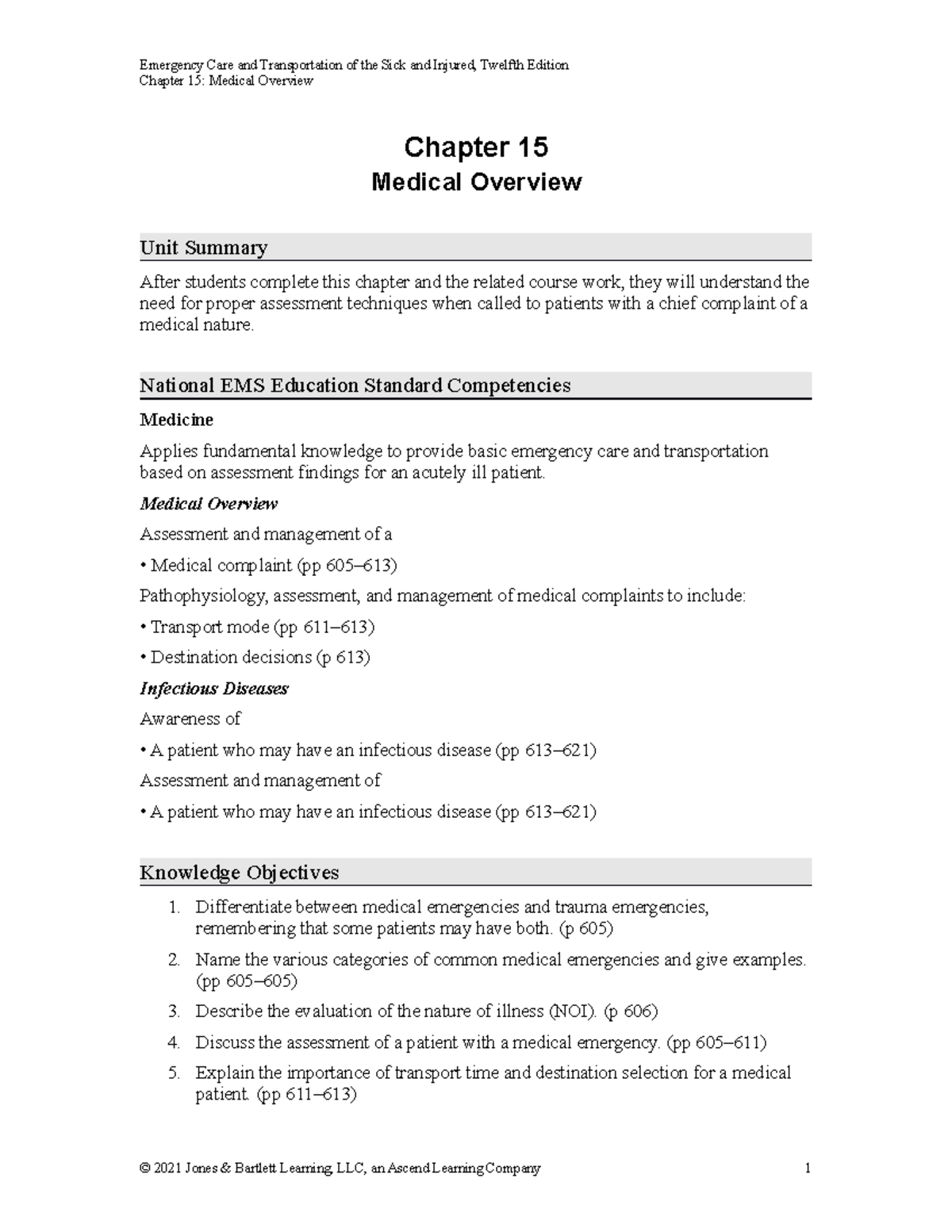 EMT Medical Overview Chapter 15 Medical Overview Chapter 15 Medical