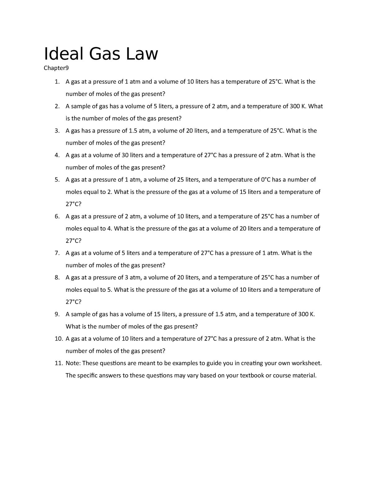 gas law essay questions