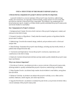 Unit-4 prw - project report - UNIT-4 STRUCTURE OF THE PROJECT REPORT ...
