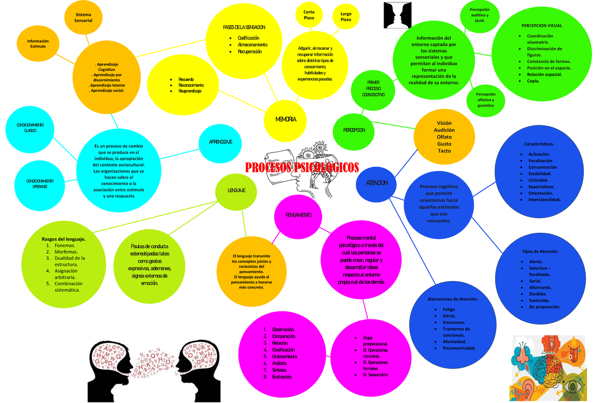 Procesos Psicologicos MAPA Mental - PROCESOS PSICOLOGICOS ges PE RCEPCION  PRIMER PROCESO - Studocu