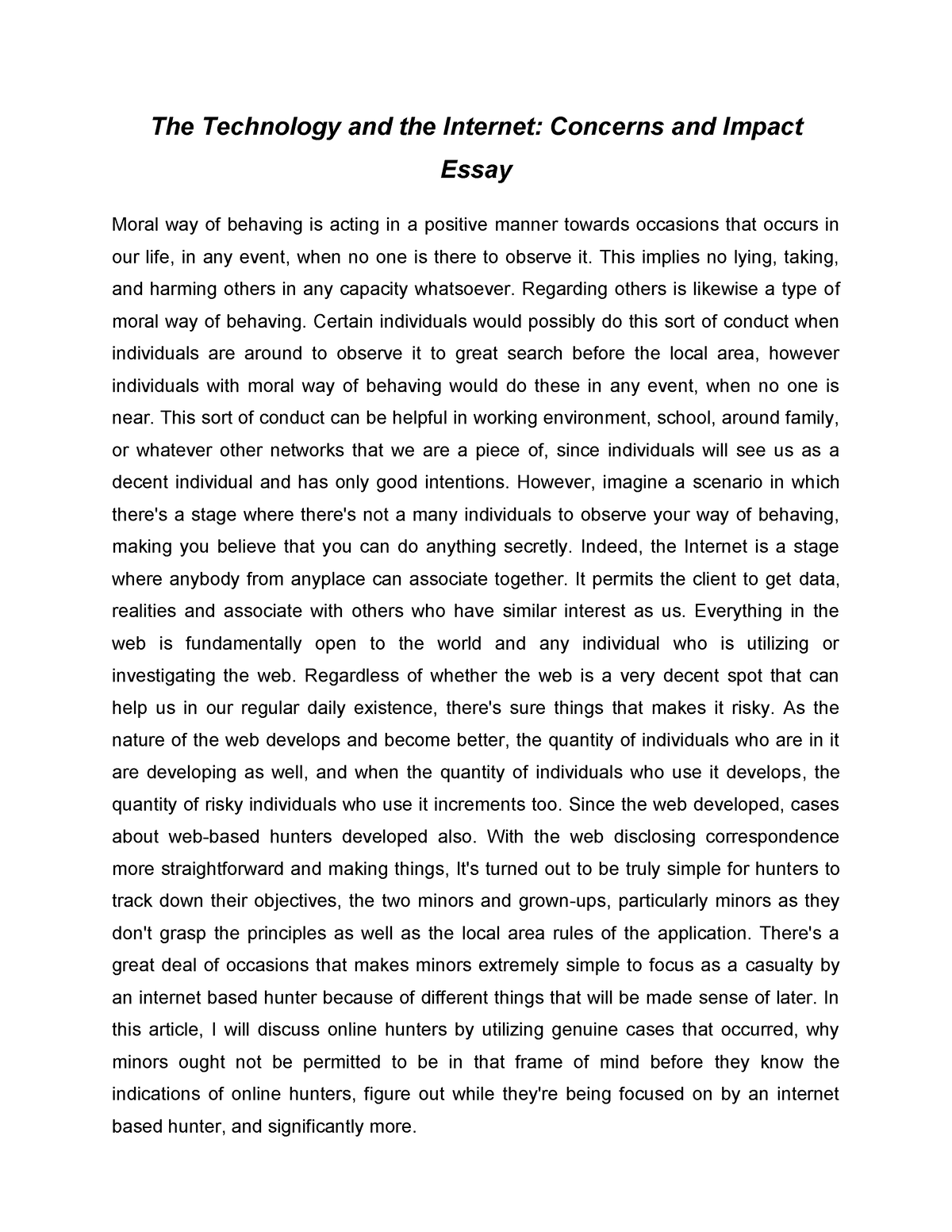 essay about internet problems