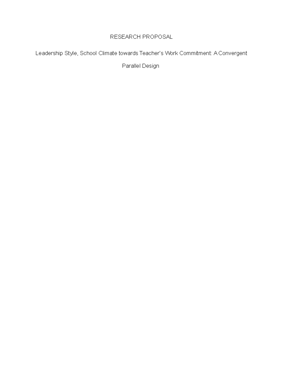 research proposal on school leadership