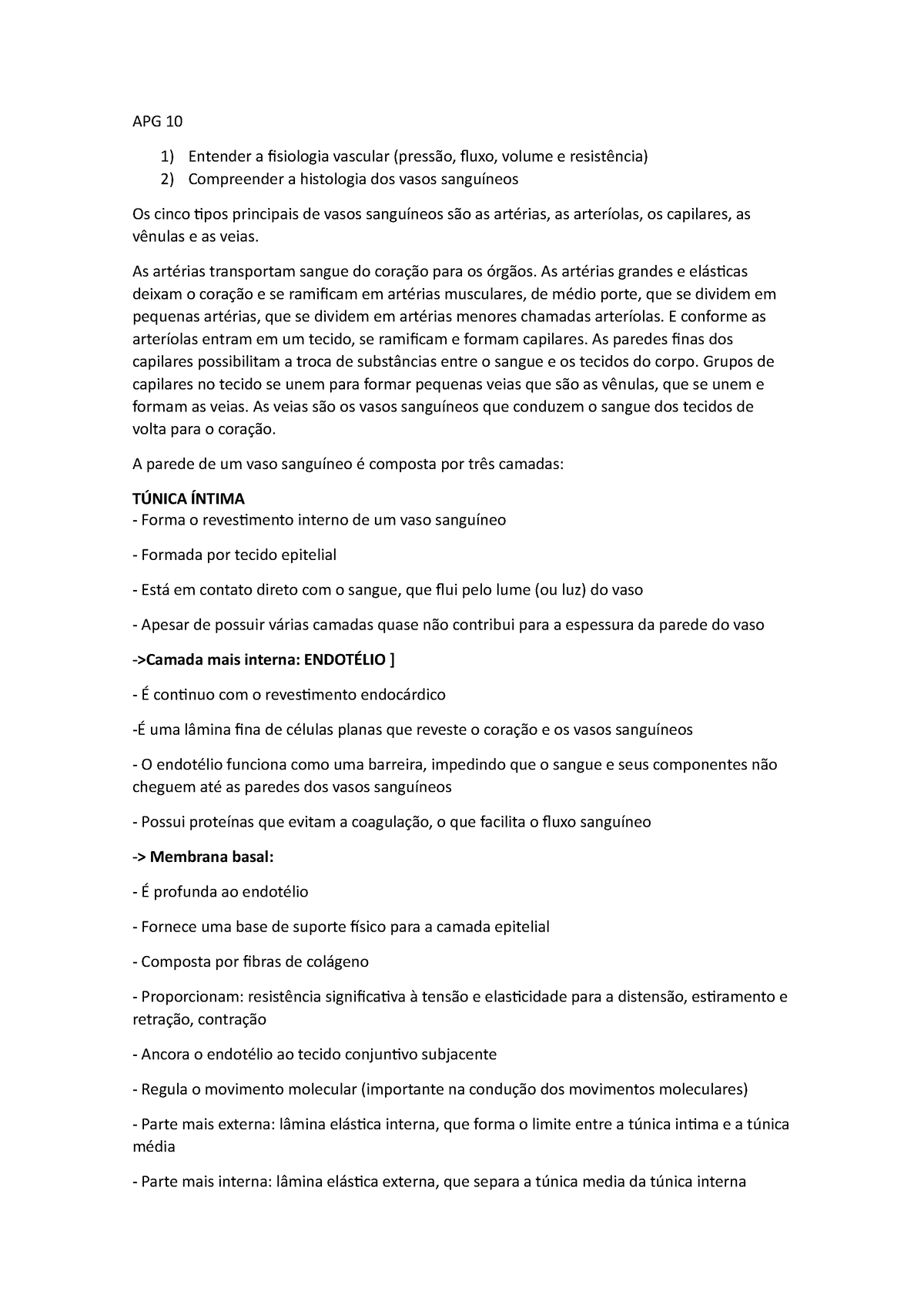 APG 10 - apg - APG 10 Entender a fisiologia vascular (pressão, fluxo ...