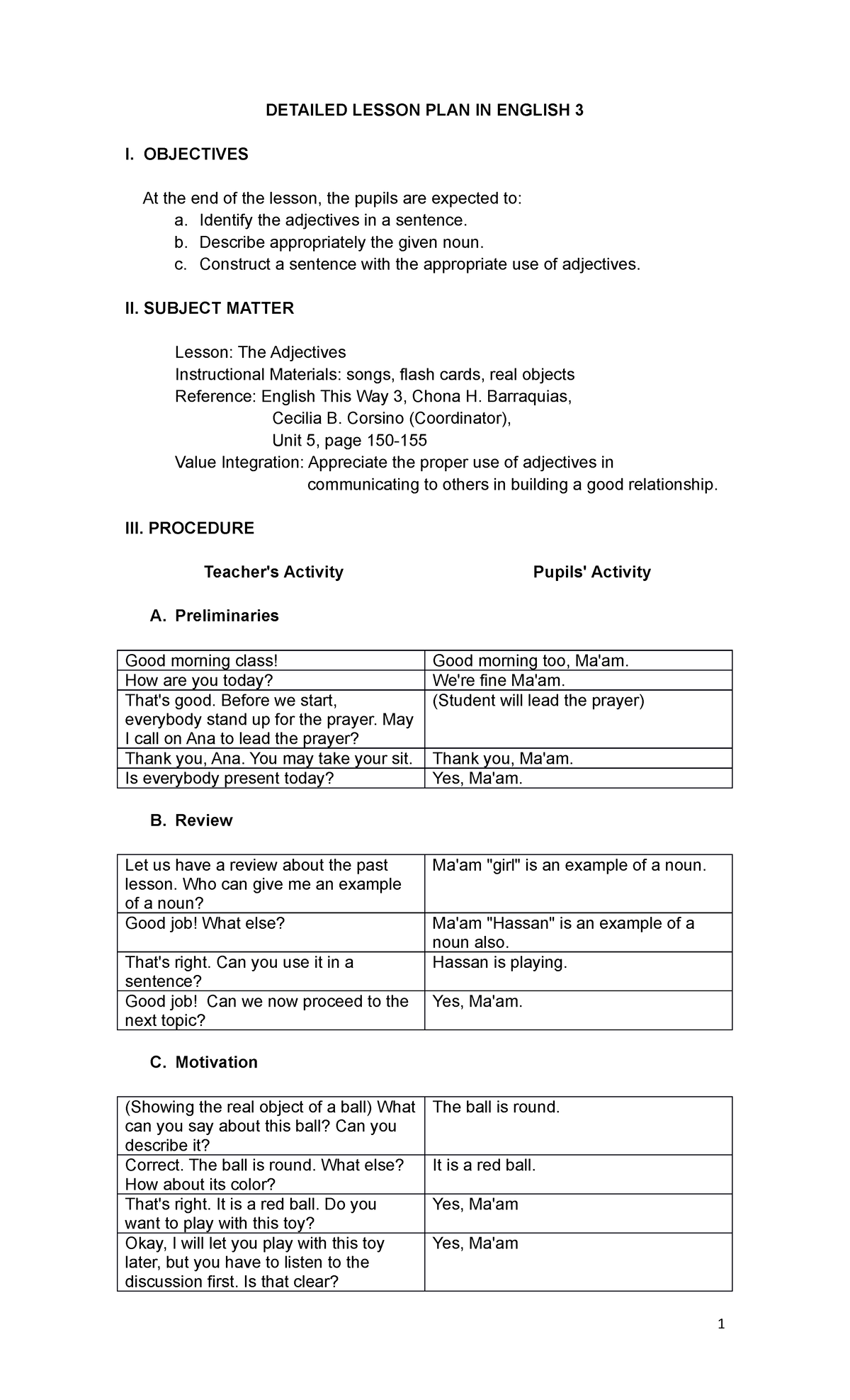 Detailed Lesson Plans for English 3 - DETAILED LESSON PLAN IN ENGLISH 3 ...