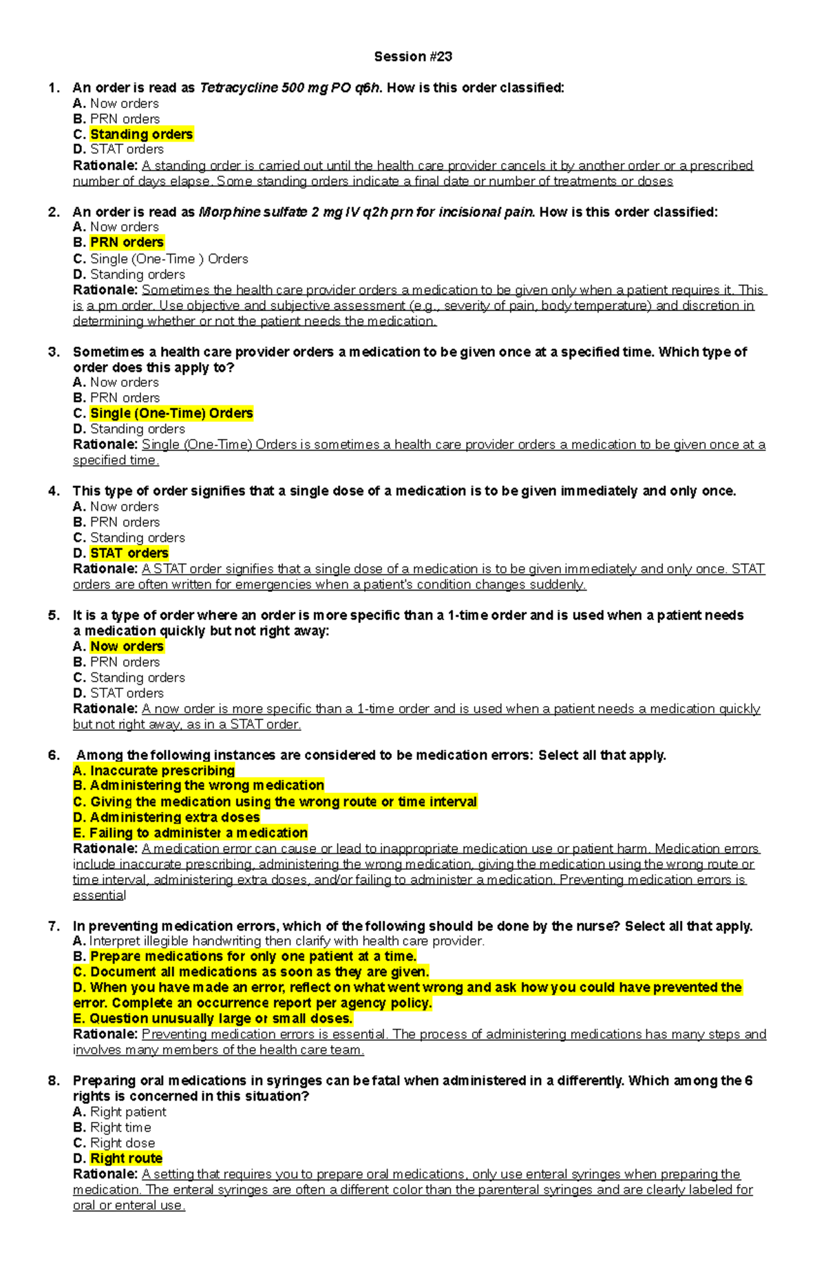 Funda LAB Session 23 Answers Session 1. An order is read as