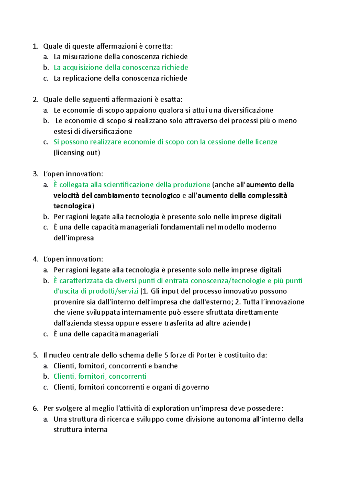 Domande e Definizioni Economiae gestione delle