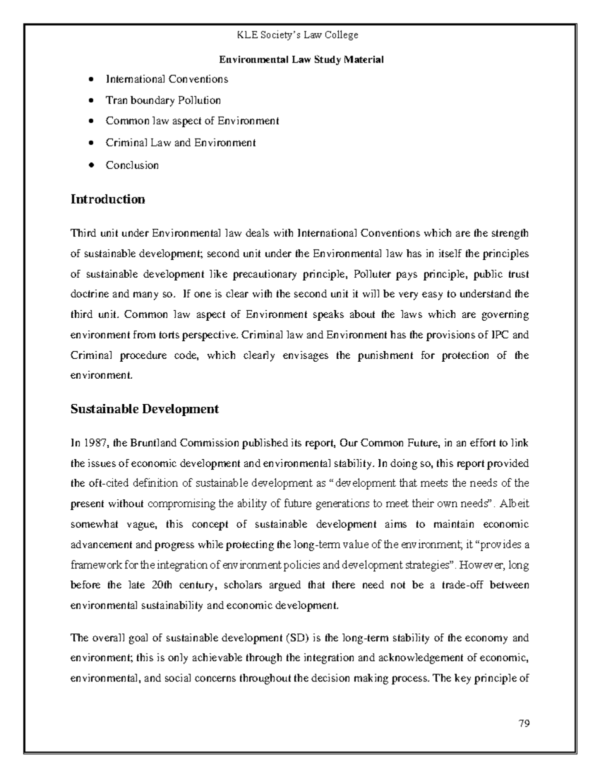 Stock - Notes Serached - Environmental Law Study Material International ...