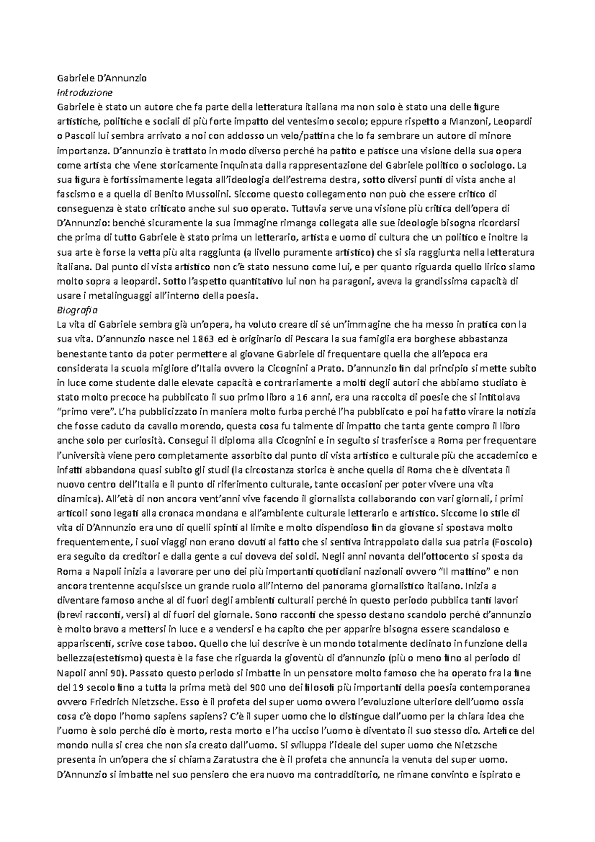 Gabriele D'annunzio Appunti su D'annunzio Gabriele D’Annunzio Introduzione Gabriele è stato Gabriele D'annunzio Appunti su D'annunzio Gabriele D’Annunzio Introduzione Gabriele è stato