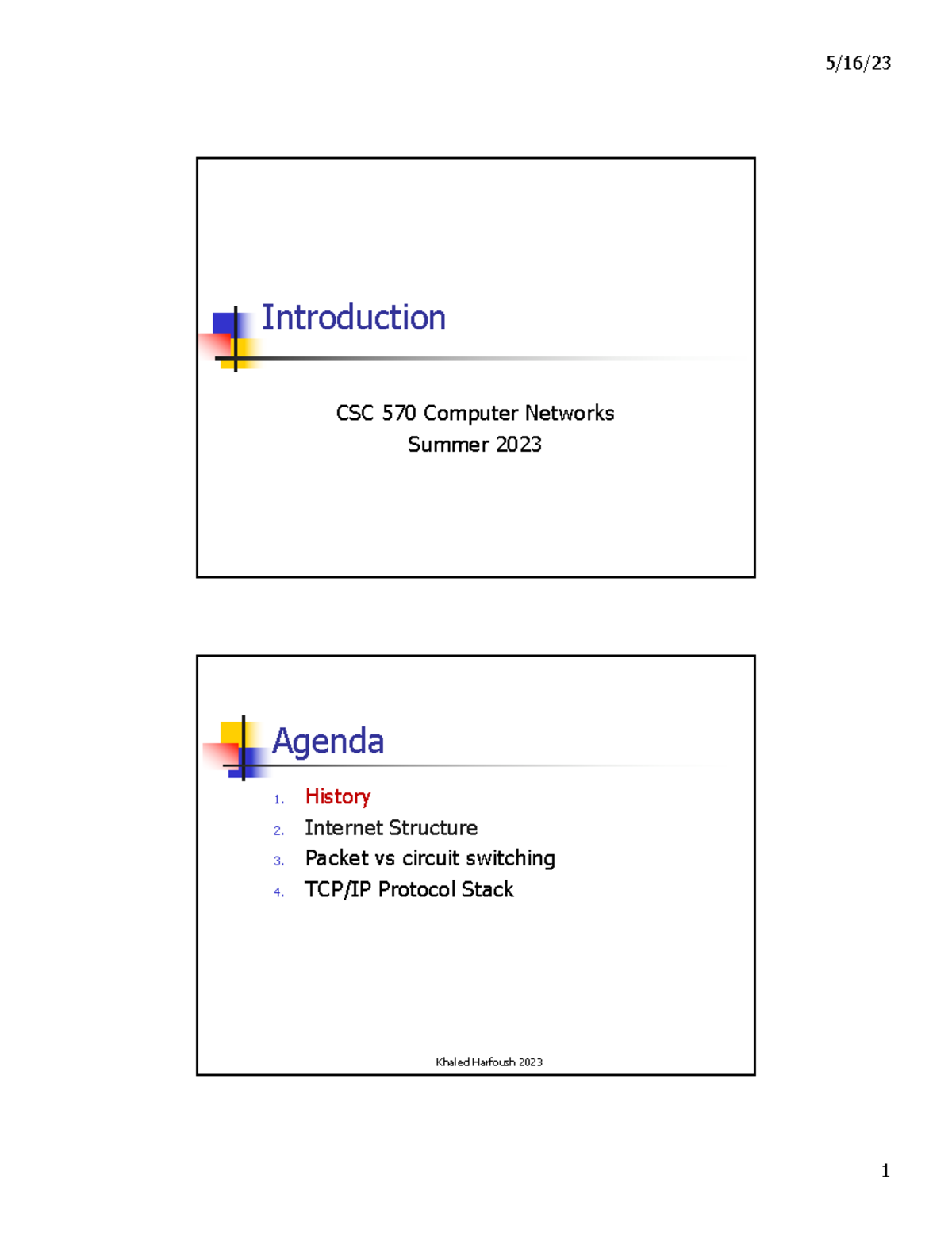 01.Introduction - Introduction CSC 570 Computer Networks Summer 2023 ...