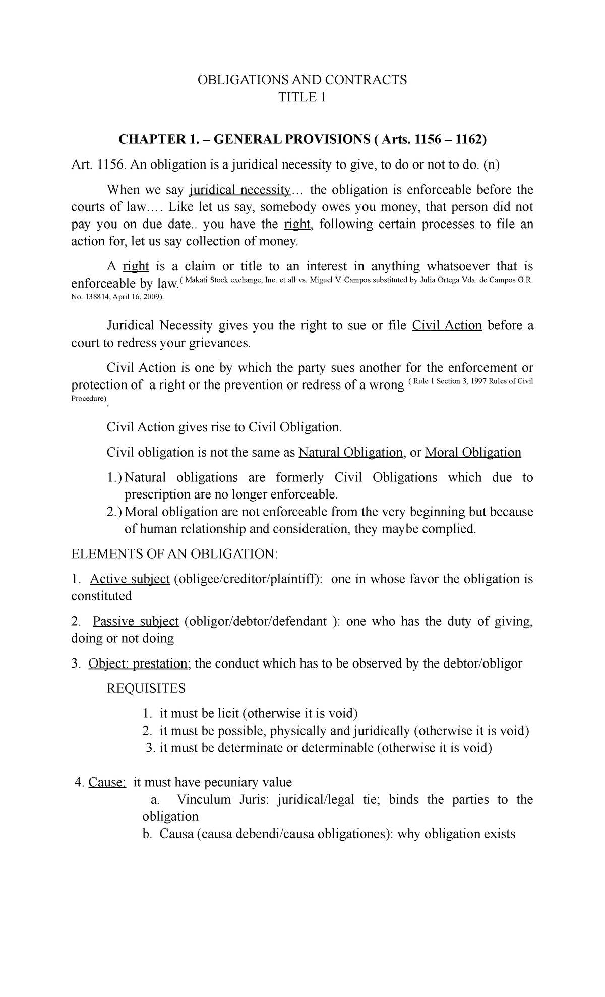 Part 1 Lecture Notes Obligations Obligations And Contracts Title 1 Chapter 1 General Part 1 Lecture Notes Obligations Obligations And Contracts Title 1 Chapter 1 General