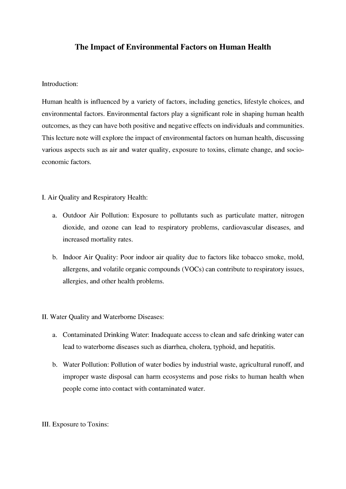 The Impact Of Environmental Factors On Human Health - The Impact Of ...