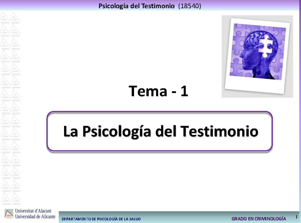 TEMA-1-Psicologi¿a Del Testimonio - Warning: TT: Undefined Function: 32 ...