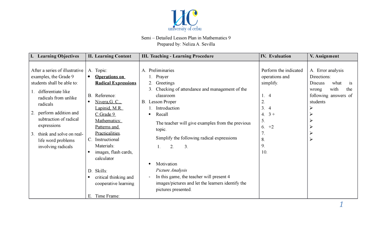 Lesson Plan In Grade 9 Fs 6 Docx - Semi – Detailed Lesson Plan In ...