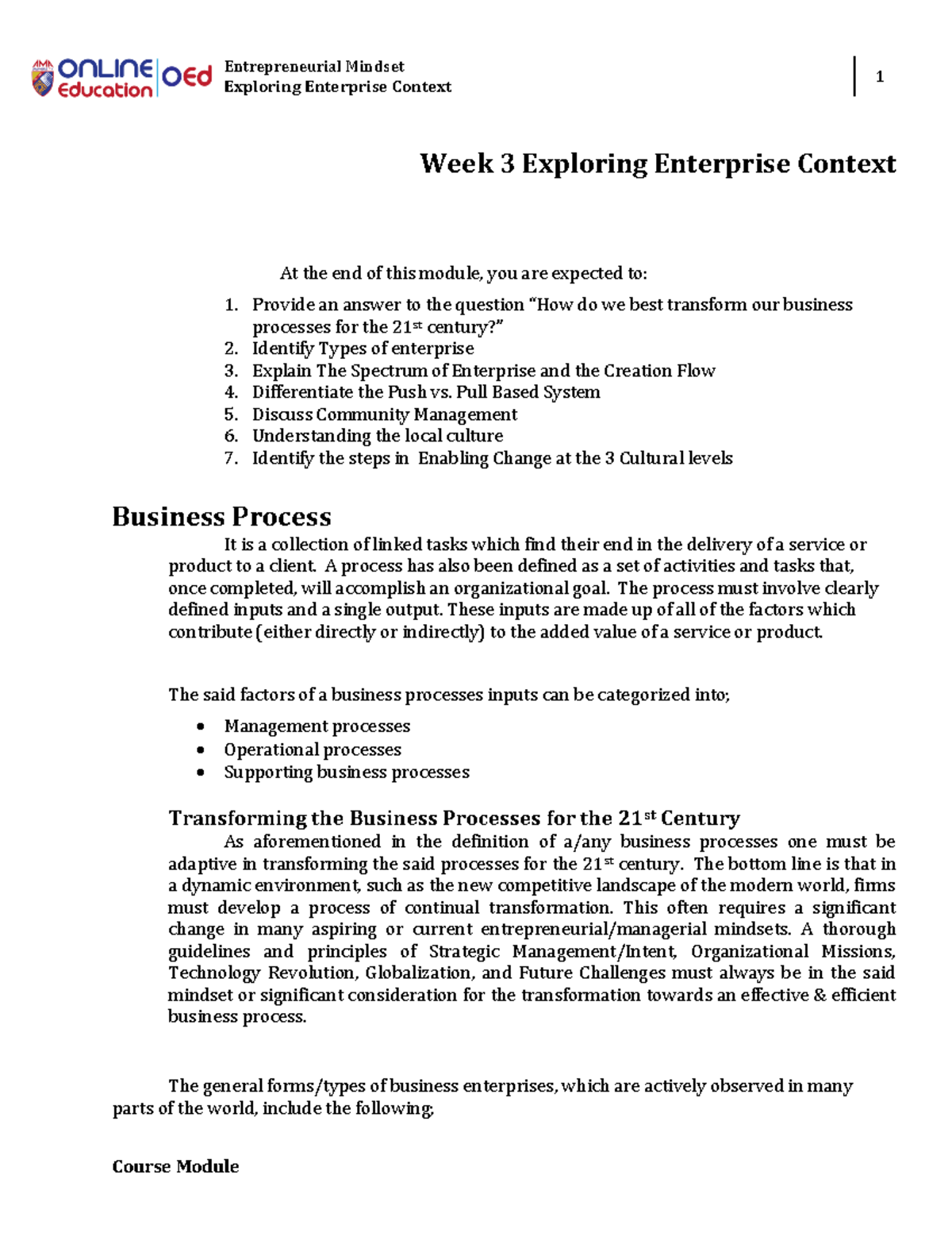 Lesson 2 Exploring Enterprise Context - Entrepreneurial Mindset ...