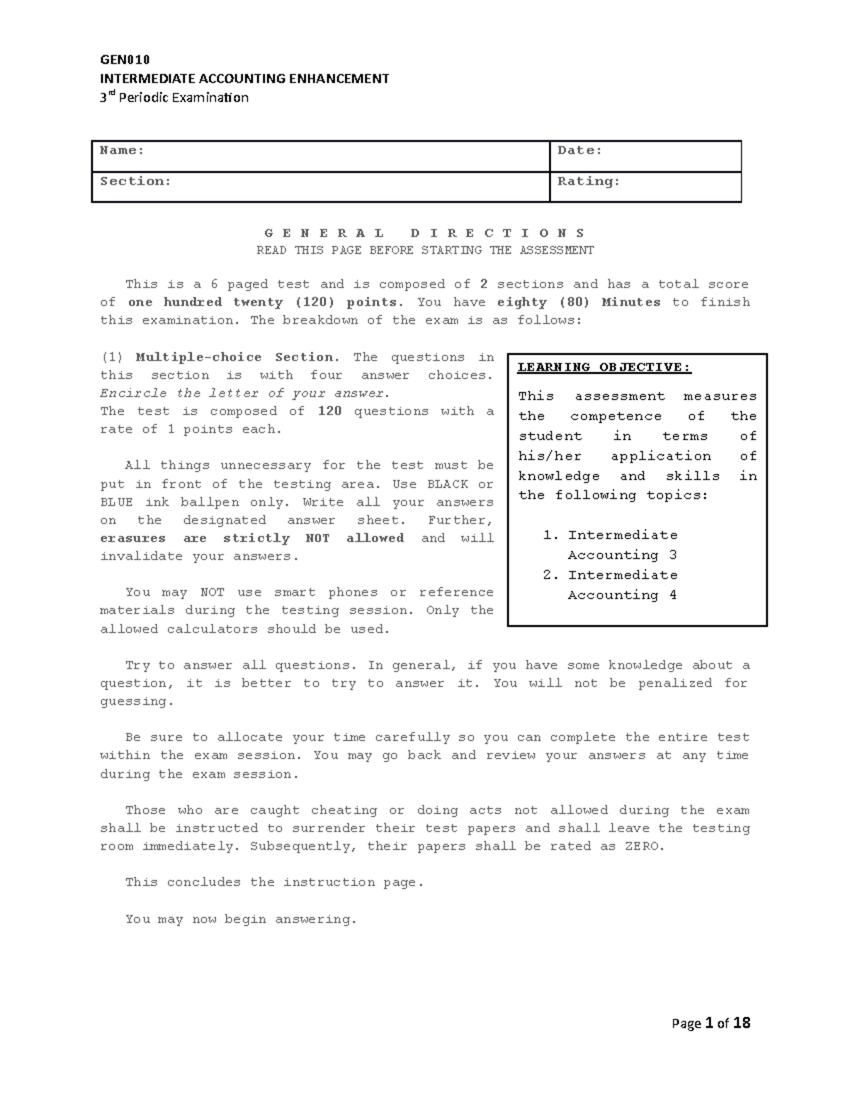 Exam 18 January 2020, questions and answers - INTERMEDIATE ACCOUNTING ...