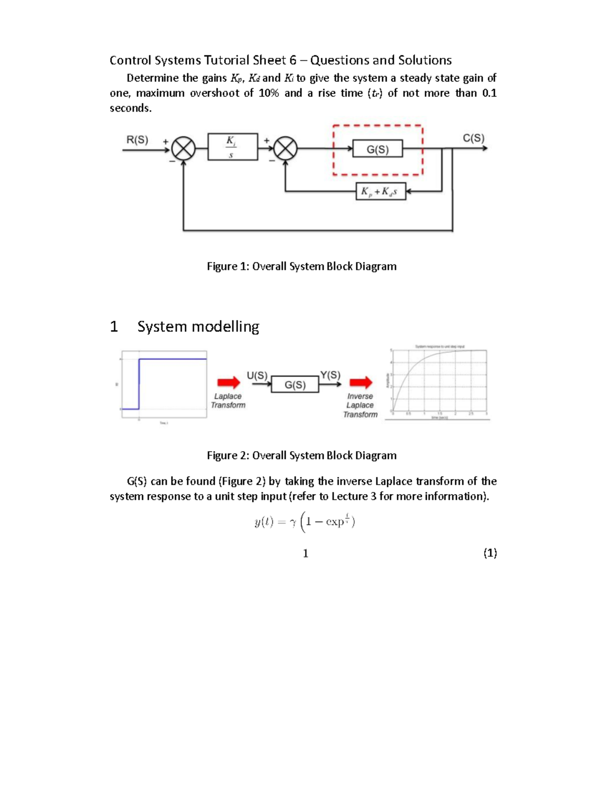 Control Systems Tutorial Sheet 6 – Questions and Solutions - Warning ...