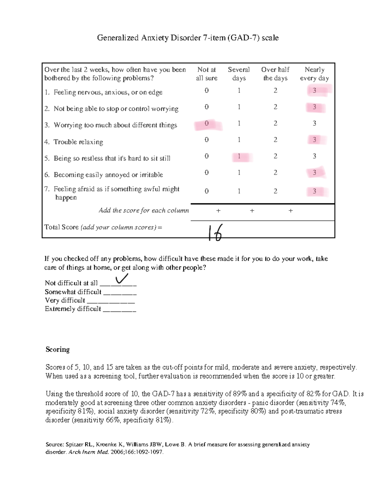 GAD 7 anxiety screen - Mental therapy - Generalized Anxiety Disorder 7 ...