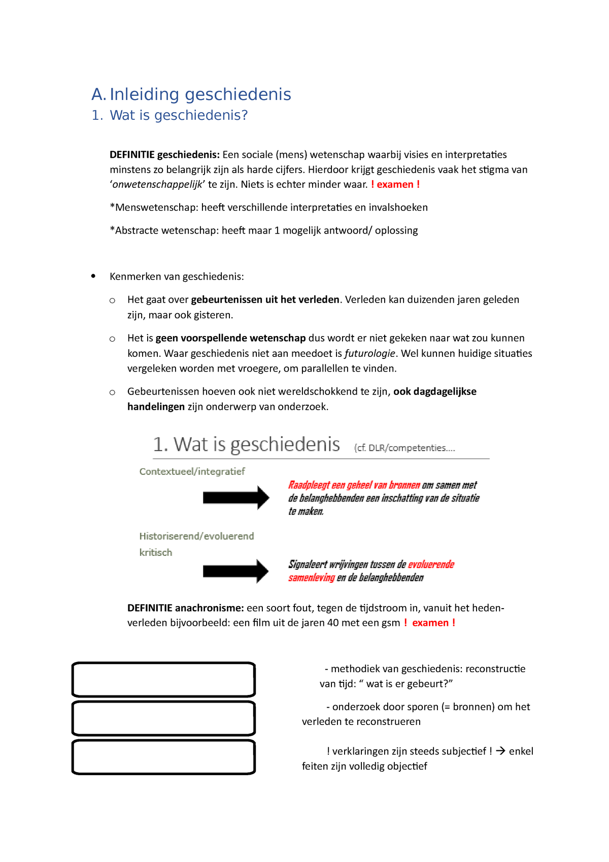 Samenvatting Geschiedenis - A Geschiedenis 1. Wat Is Geschiedenis ...