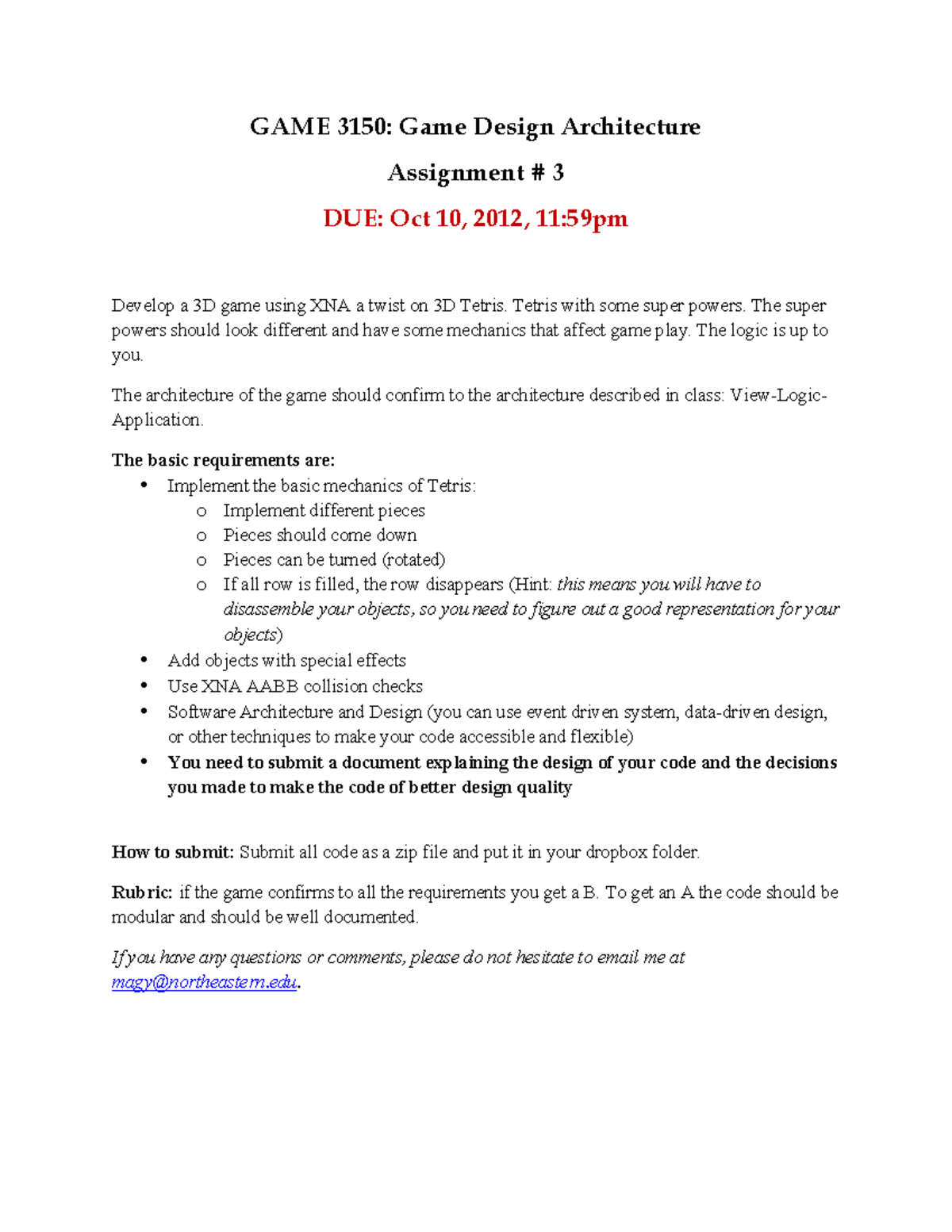 Seminar assignments - Assignment 3 - GAME 3150: Game Design ...